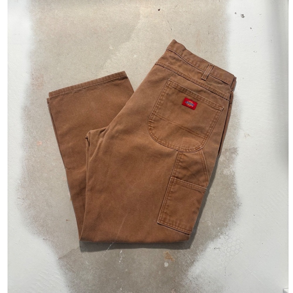 Dickies Relaxed Fit Duck Canvas Carpenter Pants Brown 38x30 Fits 36x30